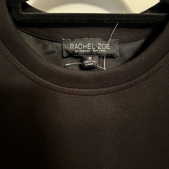 Rachel Zoe NWOT Black Professional Padded Shoulder Crew Neck Dress Size S - Picture 3 of 6